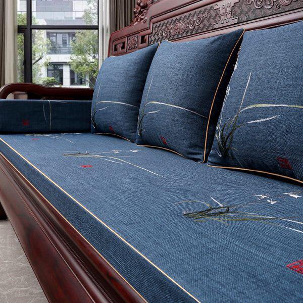 红木沙发坐垫海绵实木家具座垫椅垫子套罩刺绣款新中式罗汉床定制