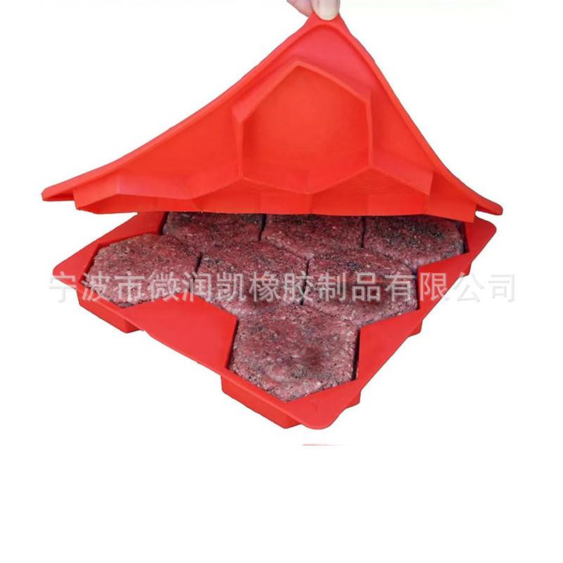 蜂窝7孔六边形冷冻肉饼模具 硅胶汉堡模具 蛋糕糕点磨具烘焙工具