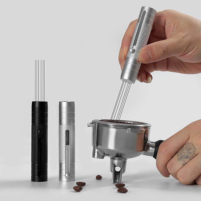 伸缩咖啡布粉针不锈钢针式布粉器磁吸收纳浓缩咖啡粉搅拌散粉针