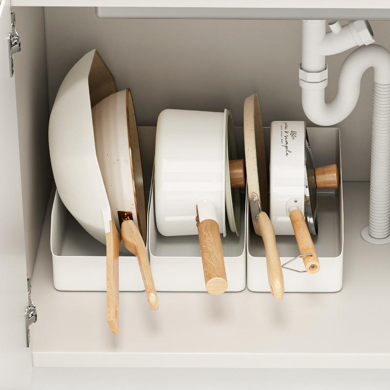 9ZRT斜口锅具收纳盒 厨房橱柜内放锅架置物架调料品储物整理筐