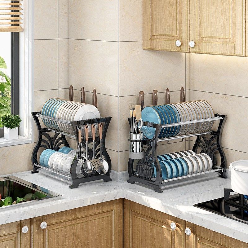 沥水架碗盘放碗筷架厨房不锈钢碗碟架碗盘柜台面置物架碗碟架