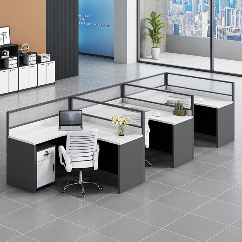 办公桌简约现代员工屏风桌子6人位卡座隔断职员电脑办公桌椅组合