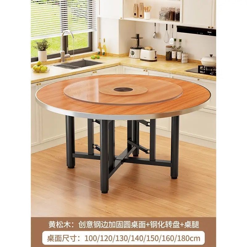 加厚大圆桌12人实木大圆桌玻璃转盘餐桌食堂饭桌乡村宴席饭桌酒店