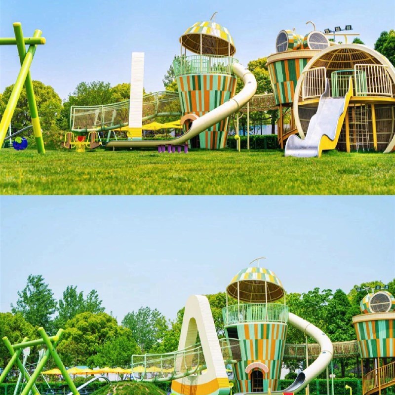 室外无动力儿童乐园小区幼儿园儿童公园游乐设备非标不锈钢滑梯