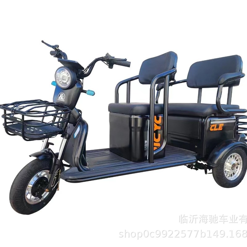 家用拉货电动三轮车小型带棚亲子休闲老人代步车载货助力半封闭式