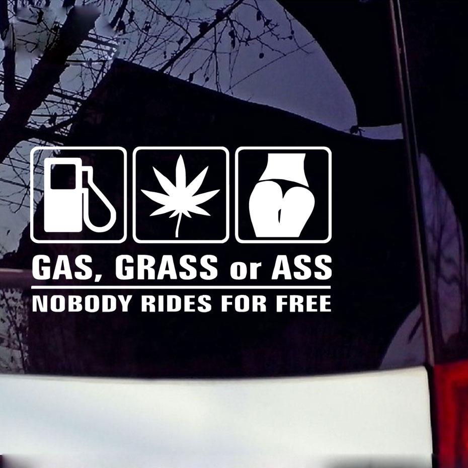 外贸GAS, GRASS OR ASS NOBODY RIDES FOR FREE 反光车贴