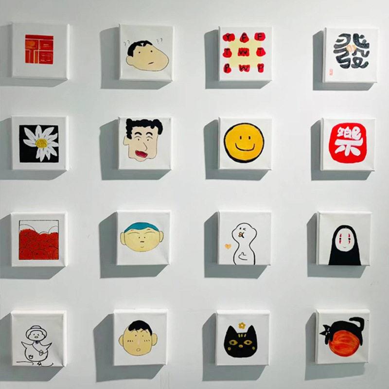 10x10cm油画框多巴胺彩色客厅装饰画照片墙挂画 DIY手绘框画布