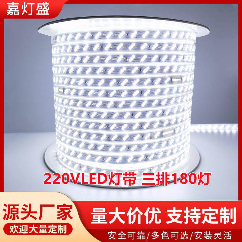 led高压220V灯带 2835斜三排高亮 户外工程亮化防水家用吊顶