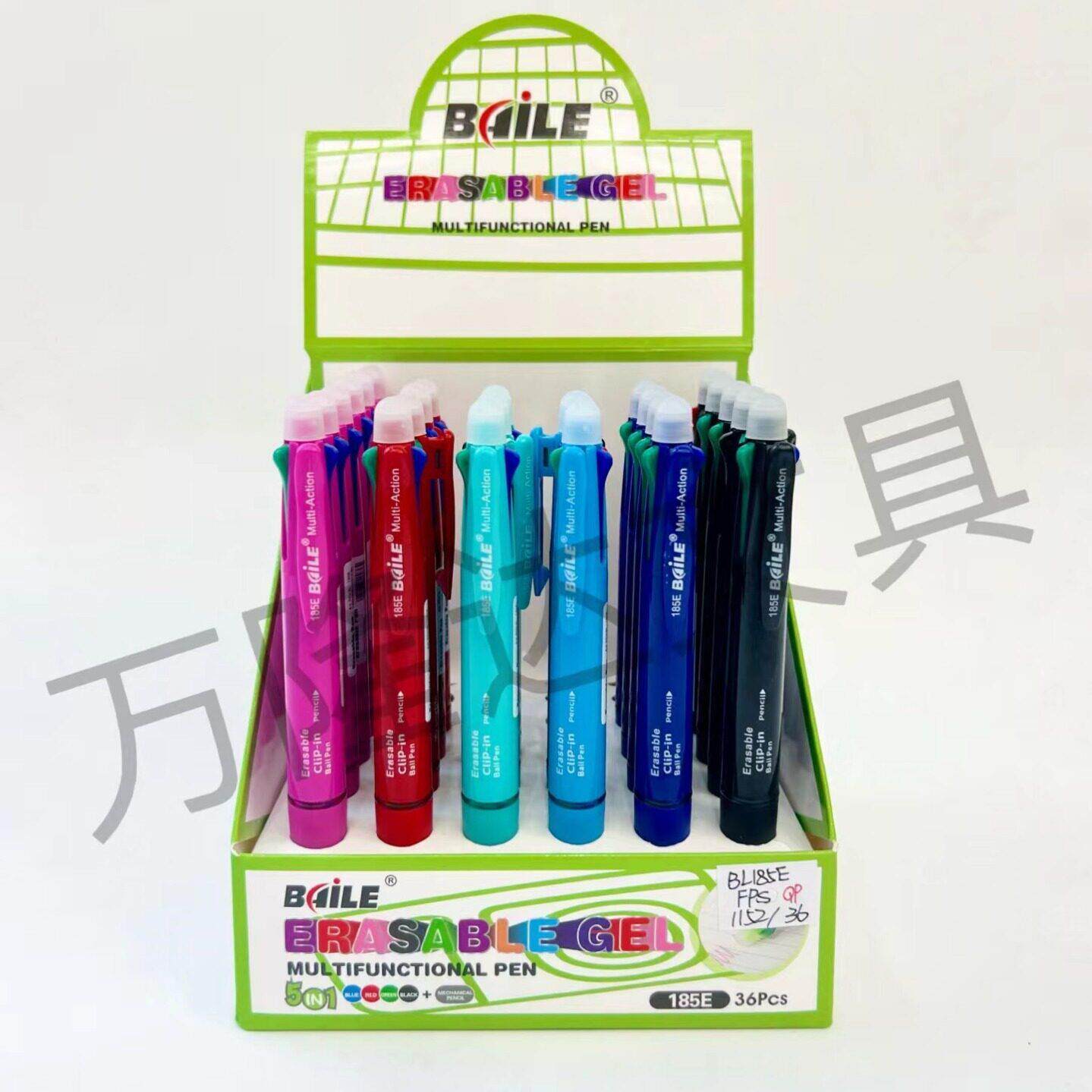BAILE BL-185E多色笔5加1四圆珠笔+自动铅笔36支/盒中油笔