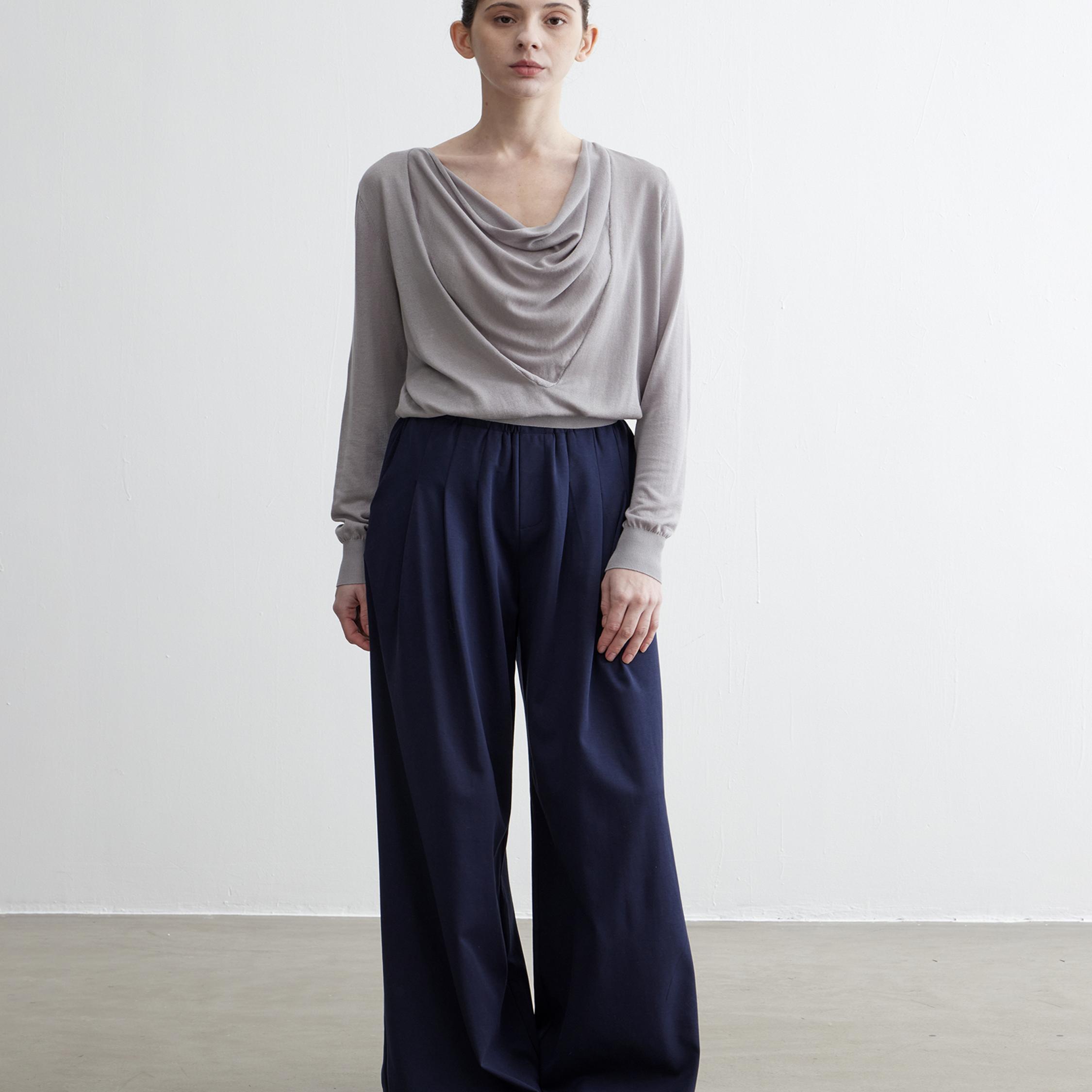 NOEND【阿丽亚同款】松弛感领口堆叠荡领100%莱赛尔宽松针织上衣