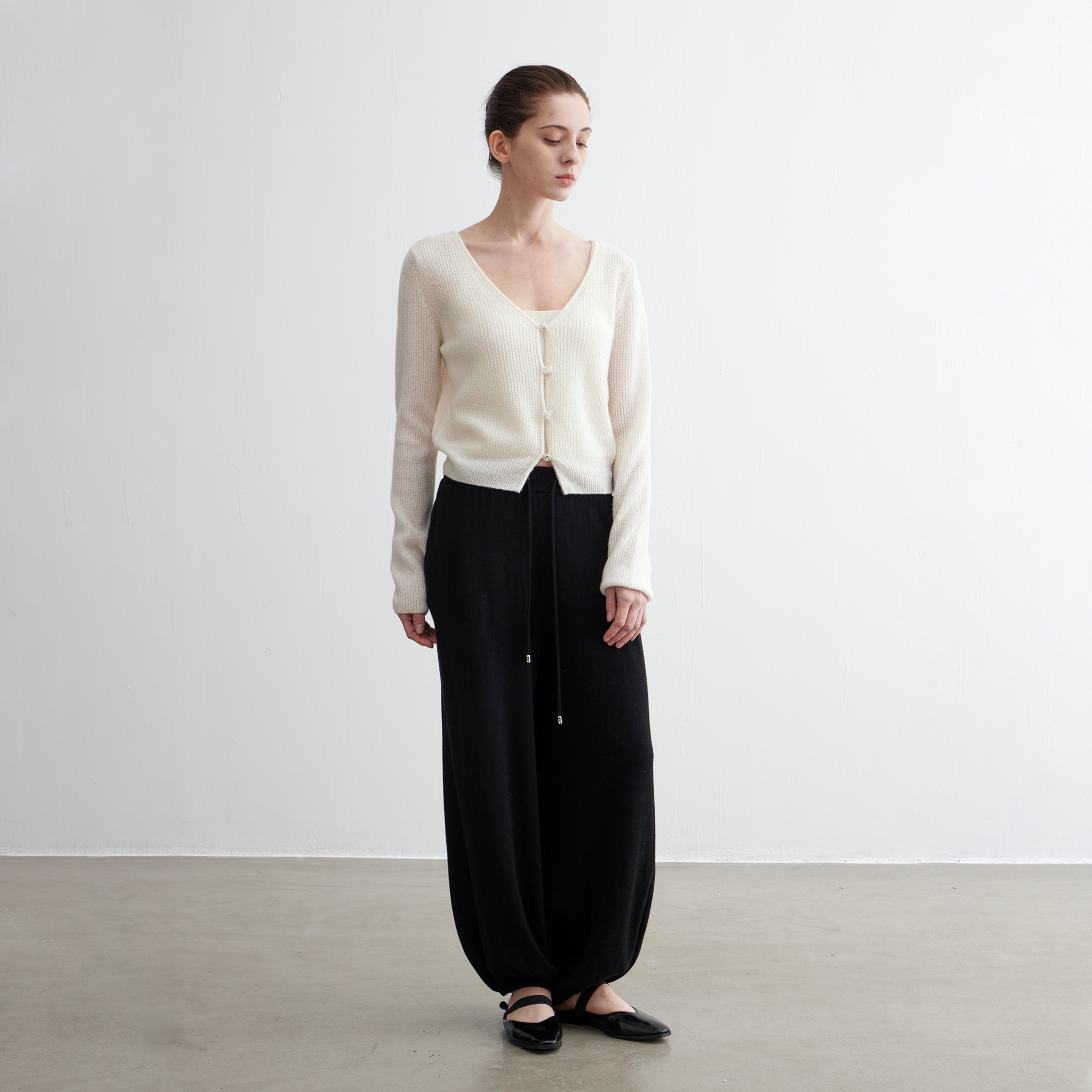 NOEND25SS 【软糯轻量】羊毛天丝V领显瘦宽松针织长袖开衫