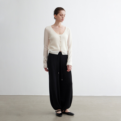 NOEND25SS 【软糯轻量】羊毛天丝V领显瘦宽松针织长袖开衫