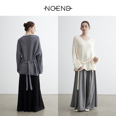 NOEND【欧畅同款】浣熊不规则灯笼袖多穿毛衣