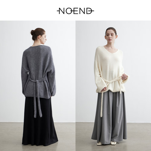 NOEND欧畅同款浣熊不规则毛衣