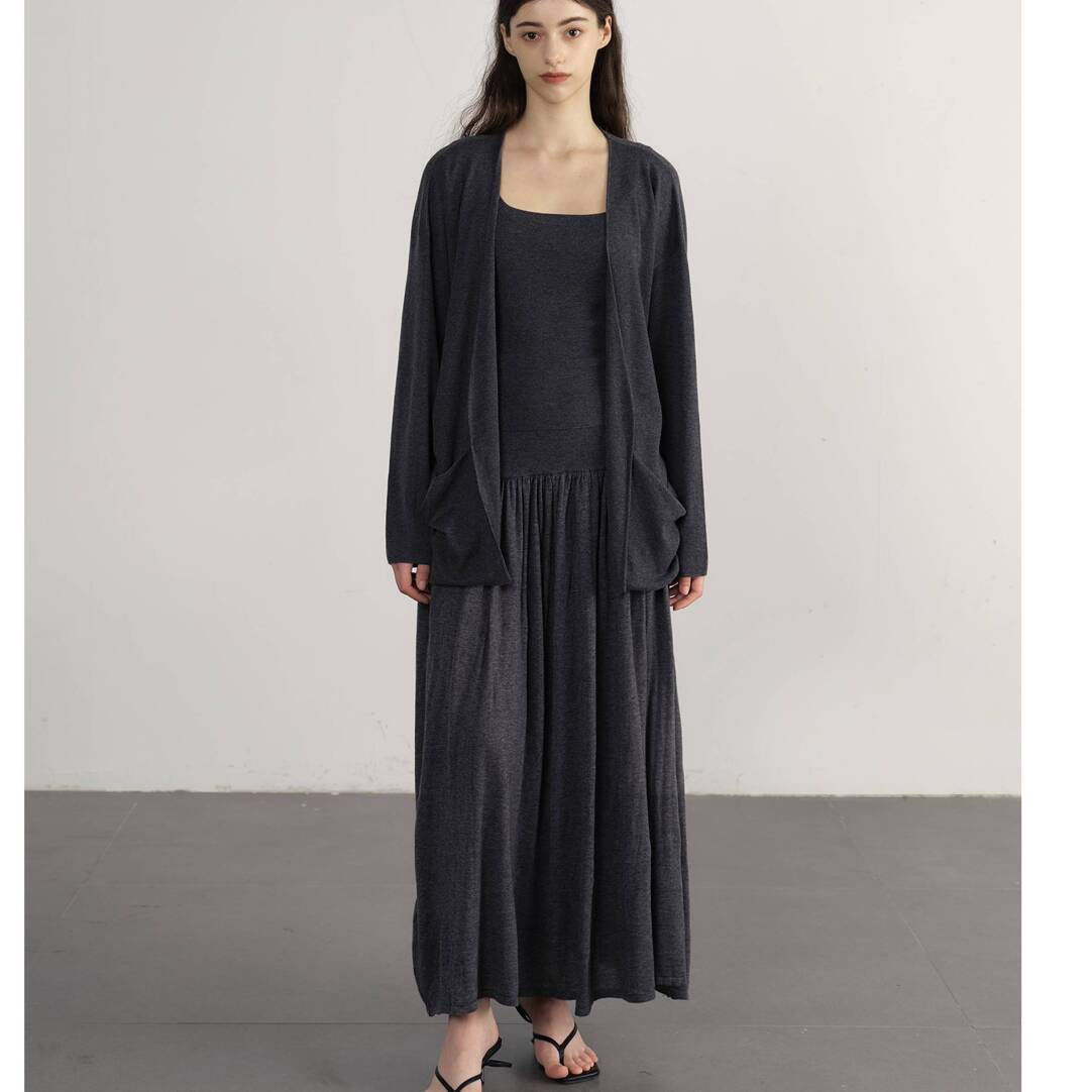 NOEND25SS格雷系高腰A字半身裙