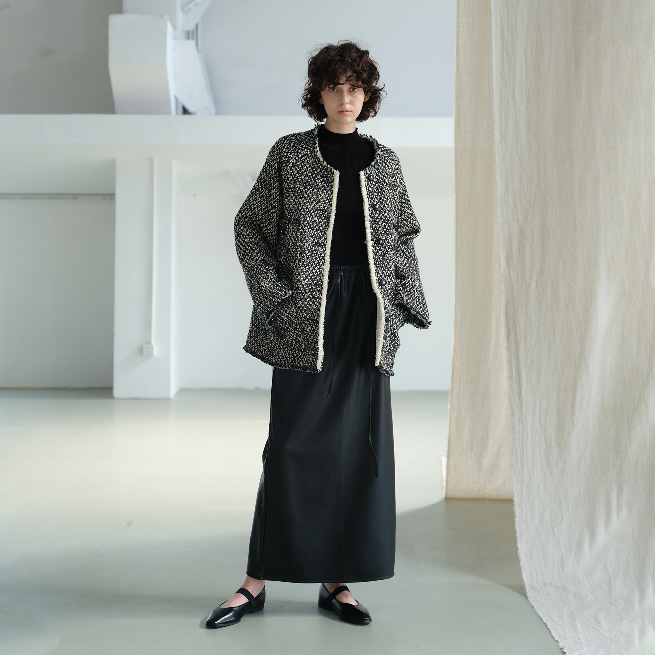 NOEND24AW 浮生梦 重工羊毛小香风手工流苏毛边休闲花呢外套