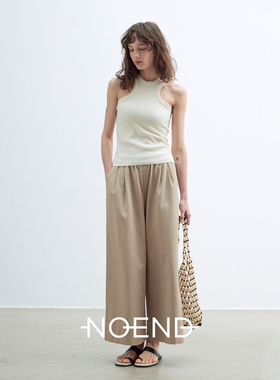 NOEN 25SS春夏主推天丝棉阔腿裤极简松紧腰显瘦九分裤
