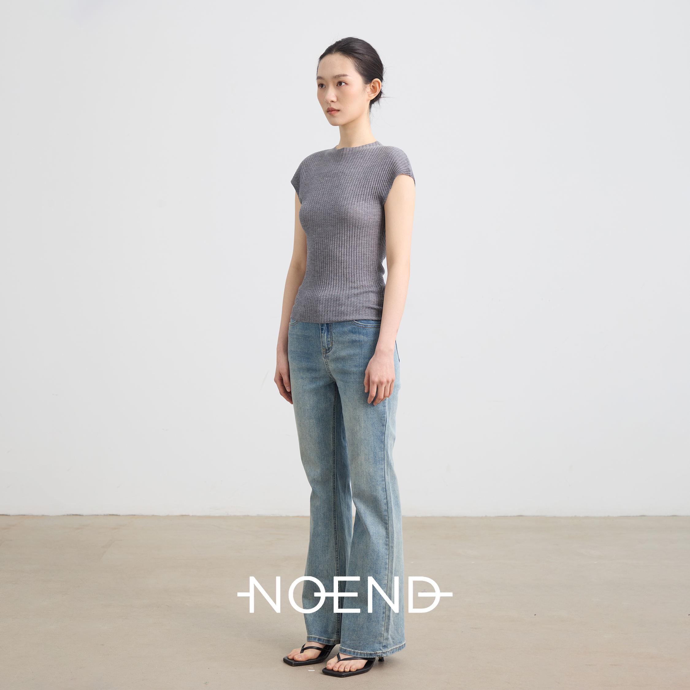 NOEND25SS 天丝羊毛针织圆领小飞袖短袖上衣