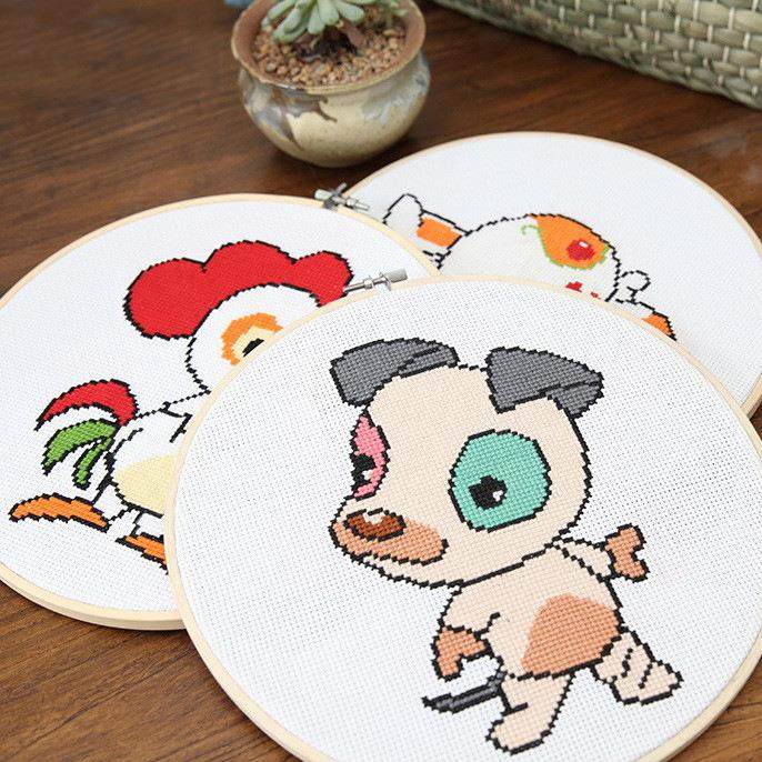 锦皓手工刺绣diy材料包初学新手幼儿简单布艺十字绣大幅挂画26CM