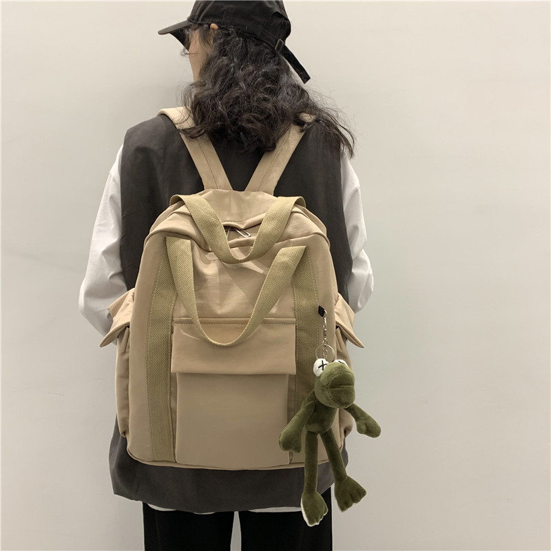 新款学院风大容量背包女复古帆布学生书包韩版初高中生休闲双肩包