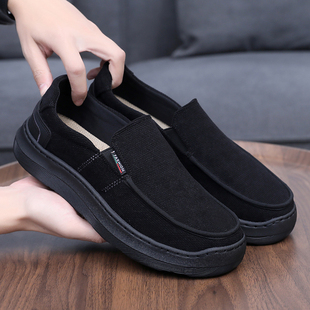 老北京布鞋男款单鞋春秋透气软底防滑中老年一脚蹬懒人休闲爸爸鞋