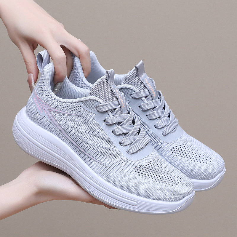 老北京布鞋女网鞋夏季飞织透气网面鞋软底舒适厚底运动休闲健步鞋