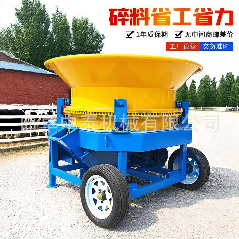 大型圆盘式草捆破碎机圆筒型秸秆粉碎车养殖场稻草捆揉丝碎草机