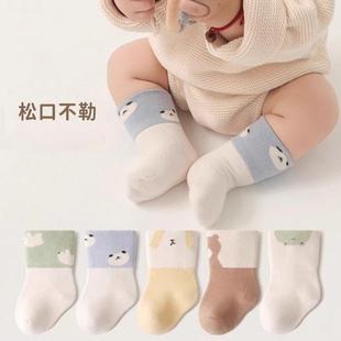 婴儿秋冬袜子新生松口宝宝中筒不勒腿春秋新生儿卡通初生儿童棉袜