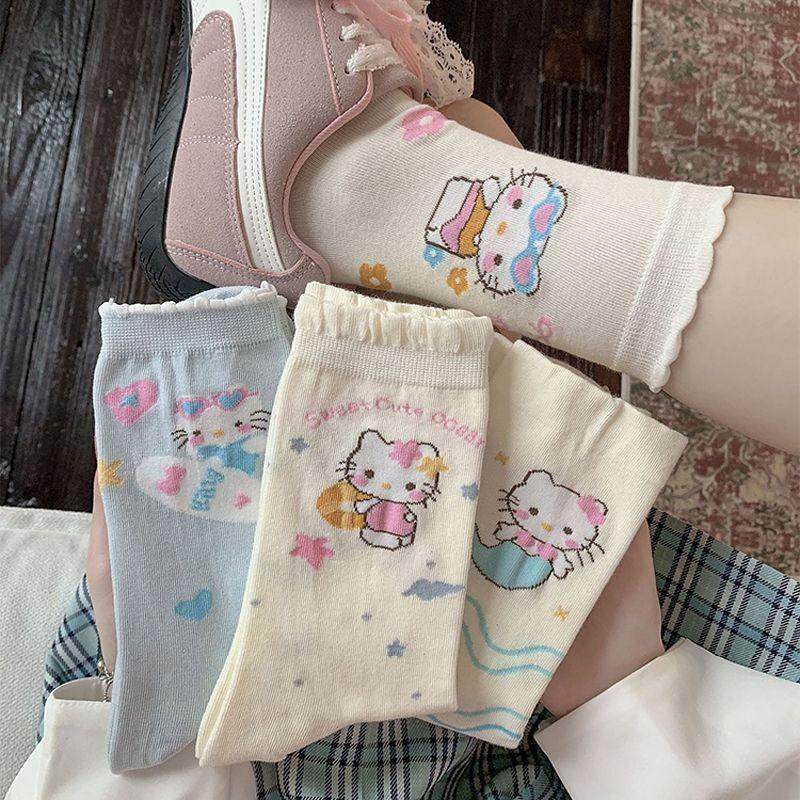 袜子女ins潮百搭日系泳装可爱猫