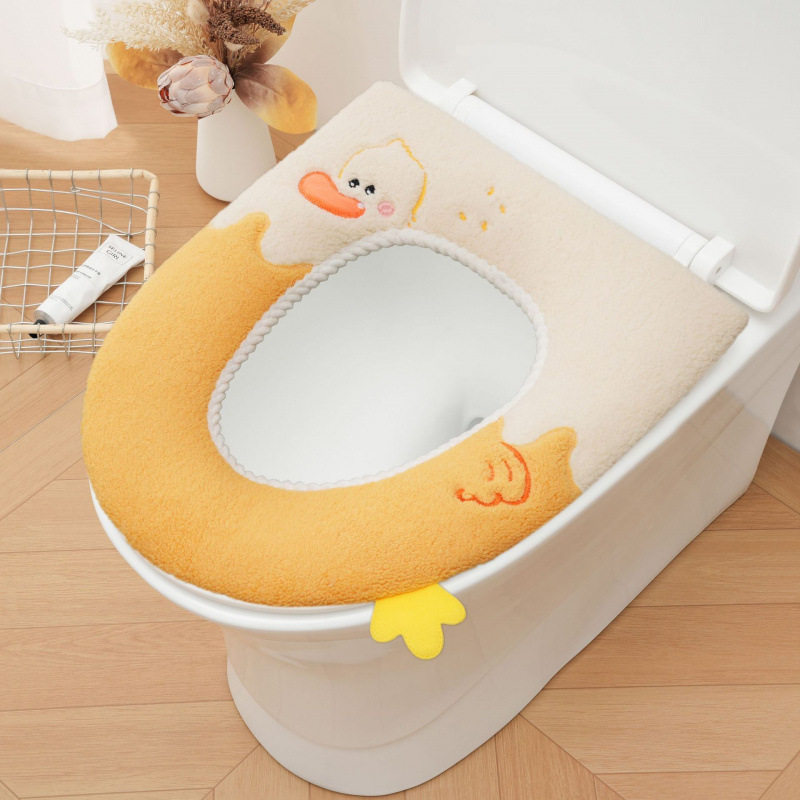 新款可爱鸭短绒马桶坐垫家用厕所四季马桶套黏贴式可水洗马桶垫,家居饰品,马桶贴,淘宝优惠券,粉丝福利购,淘宝优惠卷