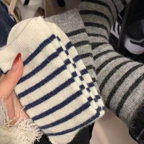 加厚绒子女ins潮秋冬韩版日系条