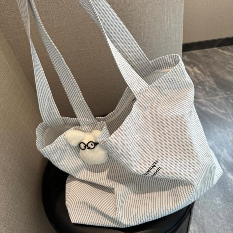 2025新款休闲条纹慵懒简约大容量通勤帆布包布袋百搭单肩托特Q,箱包皮具/热销女包/男包,通用款女包,淘宝优惠券,粉丝福利购,淘宝优惠卷