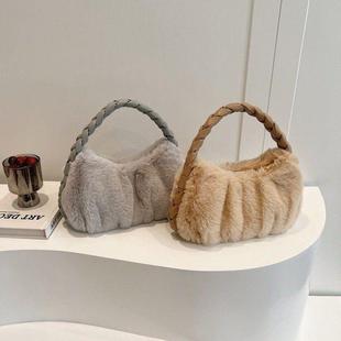 2025秋冬新款小众简约云朵包毛毛手提包包女百搭高级感毛绒手拎包