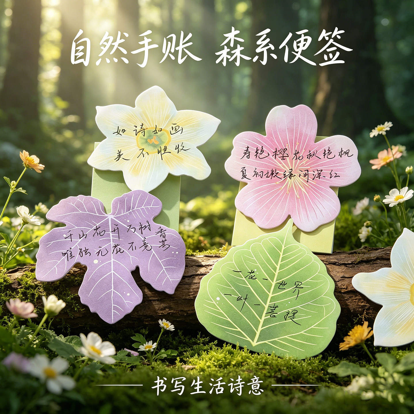 则良自然手账森系树叶便签本创意便签叶子花朵造型便签纸生活诗意