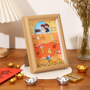 黄金挖矿相框摆件黄金矿工相框挖金矿相框收纳金子装饰创意礼物