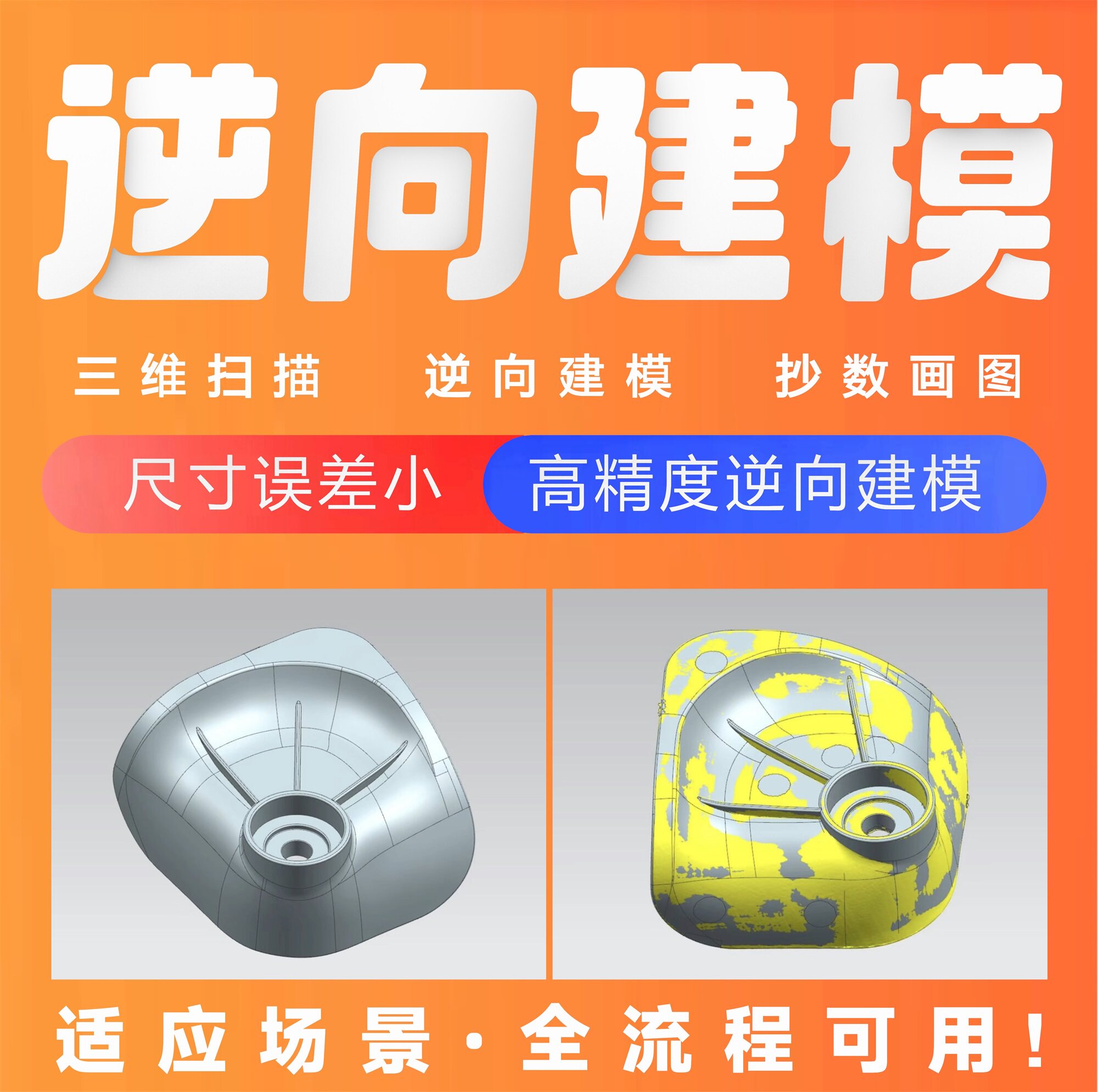 产品抄数建模逆向建模3d扫描建模抄数画图Proe建模UG建模产品建模