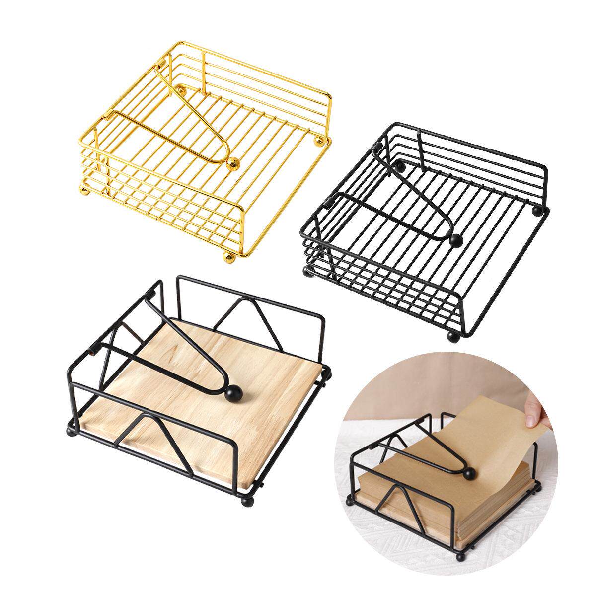 现货北欧铁艺纸巾架金属餐巾架咖啡厅酒店餐厅咖啡厅方巾纸餐收纳