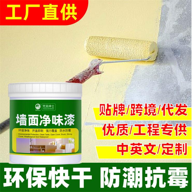 防霉墙面漆乳胶漆水性外墙面翻新改色白色漆彩色涂料粉刷跨境发