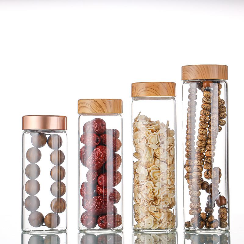58螺口佛珠包装瓶高硼硅玻璃密封罐五谷杂粮收纳储物罐蜂蜜糖果瓶