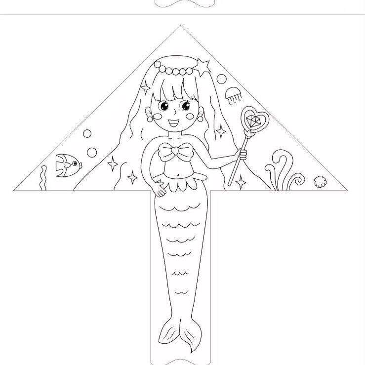 潍坊风筝diy手工材料儿童微风易飞绘画绘图涂鸦空白填色线稿