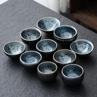 建阳建盏厂家陶瓷百花油滴主人杯功夫茶杯品茗杯茶具茶碗