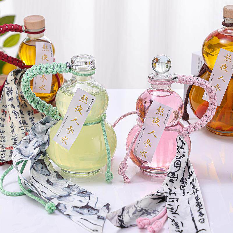 创意葫芦酒瓶精美自酿青梅酒瓶密封带盖葡萄酒瓶透明玻璃果酒瓶