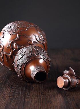 纯手工紫铜开葫芦富贵家居桌面礼THK摆件装饰品工艺品摆乔设迁业