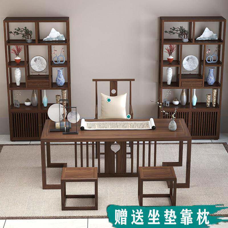 书新中式木办公桌桌老榆木实电脑桌书桌书法写字台画s-005案房家
