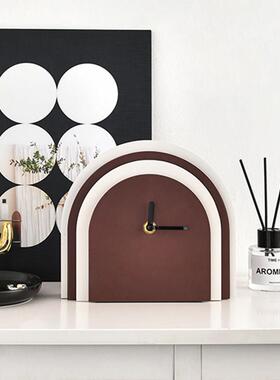 创意现代艺术BSF表摆台件客厅家用桌面台式座静音学生床钟头钟面