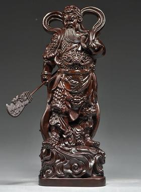 黑檀木雕伽蓝GG01131关韦陀佛像摆韦驮关公伽蓝菩萨左右护庙法件