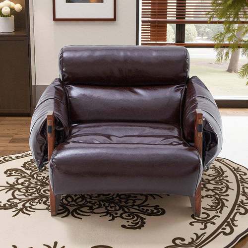 森趣中古森趣风木休闲 油蜡皮单人躺阳台沙发 复实古皮艺阅椅读椅