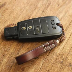 复古枥木鞍革OTP扣汽钥匙车绳链个性手工钥匙创意精致礼品挂牛皮