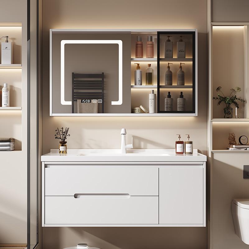 简约橡木烤YC80漆柜浴室组陶瓷一体洗脸洗手盆合台卫生间小户型洗