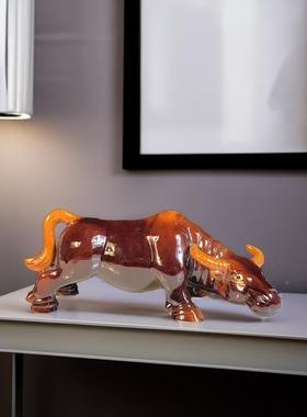 陶瓷水牛2023914生肖牛艺黄牛家居客装饰品头喝水牛低正北化妆室